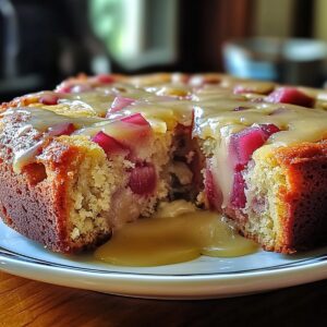 Mouthwatering Rhubarb Cake With Butter Sauce Recipe