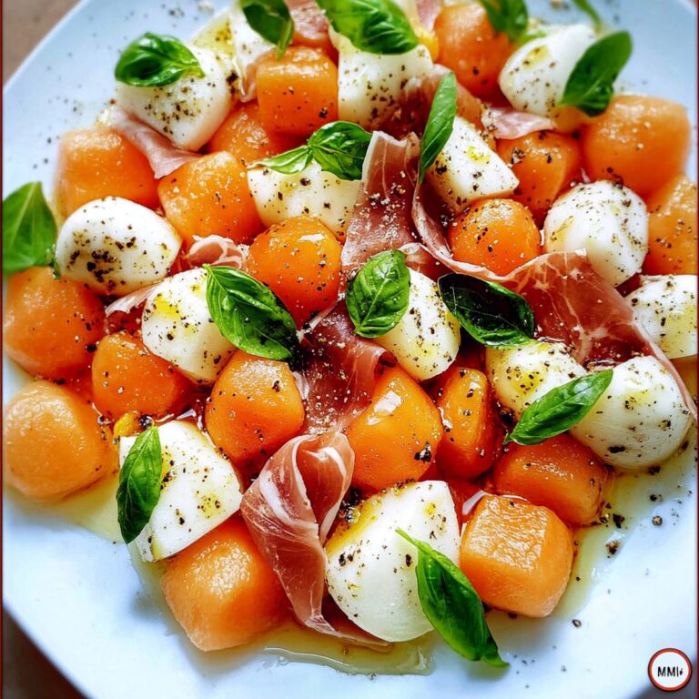 Crisp Melon & Prosciutto Caprese Salad Recipe