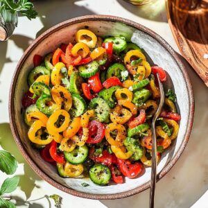 Viral Tiktok Cucumber And Bell Pepper Salad Recipe