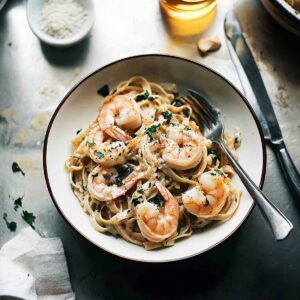 Garlic Butter White Wine Shrimp Linguine Recipe