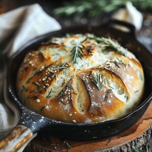 Hearty No Knead Rosemary Garlic Bread Recipe