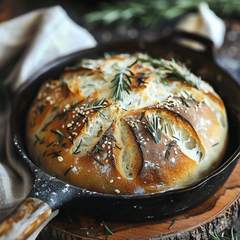 Hearty No Knead Rosemary Garlic Bread Recipe