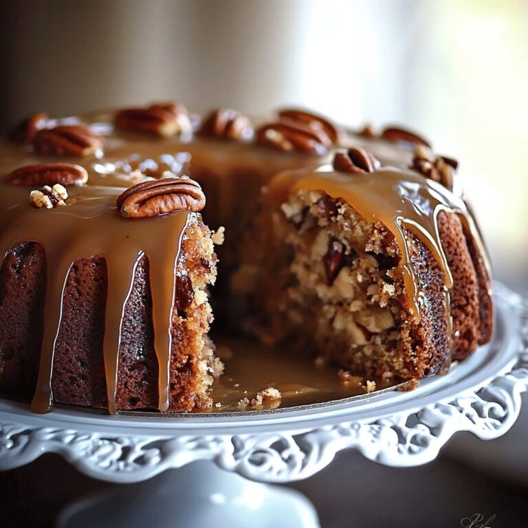 Rustic Apple Pecan Cake With Caramel Glaze Recipe