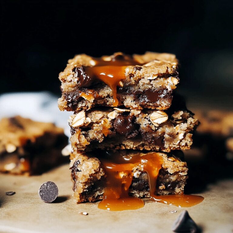 Gooey Salted Caramel Chocolate Chip Oat Cookie Bars Recipe