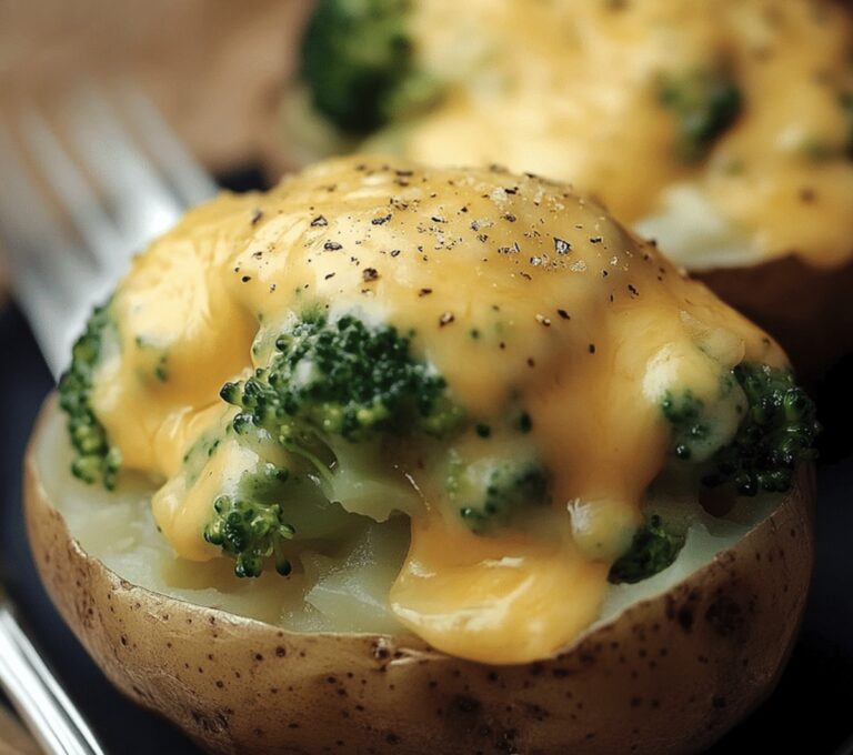 Crispy Baked Potatoes With Cheesy Broccoli Sauce Recipe