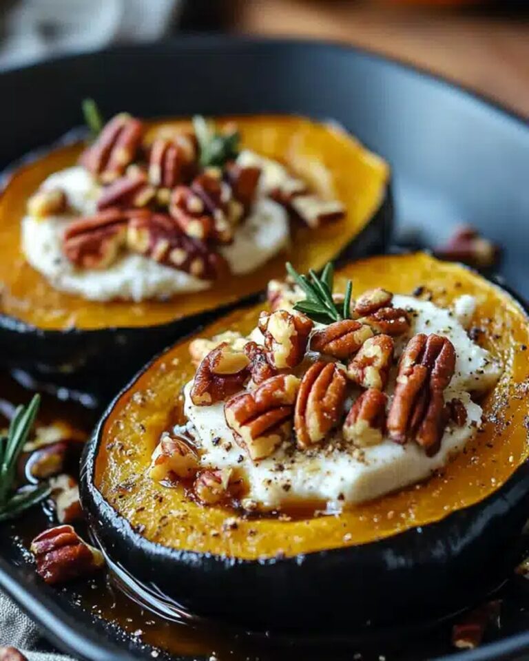 Crispy Maple Pecan Goat Cheese Roasted Acorn Squash Recipe