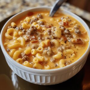 Hearty Macaroni Cheeseburger Soup Recipe