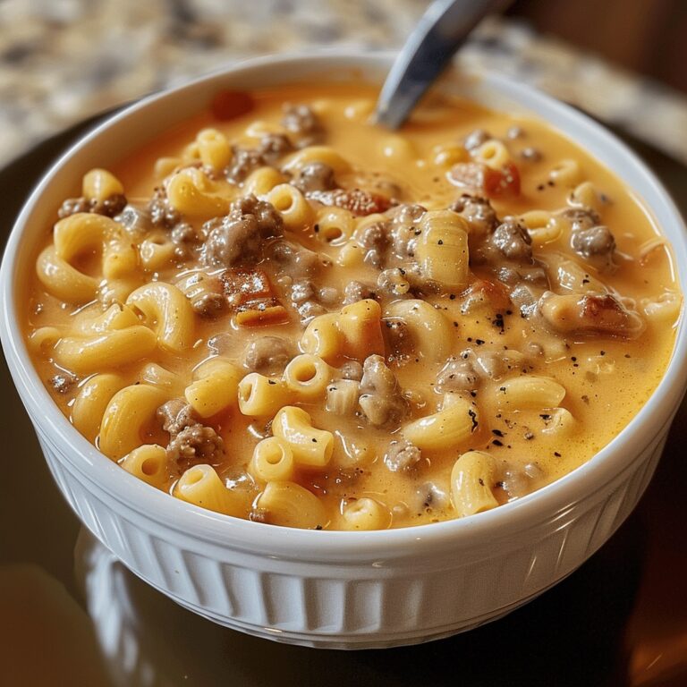 Hearty Macaroni Cheeseburger Soup Recipe