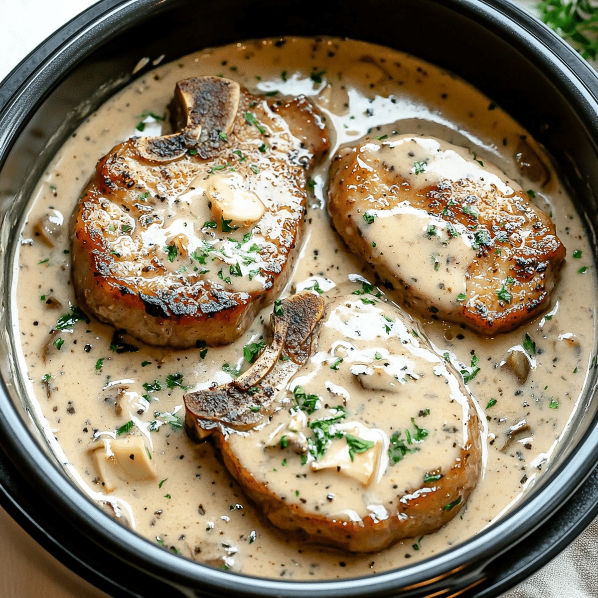 Tender Slow Cooker Pork Chops With Garlic Parmesan Sauce Recipe