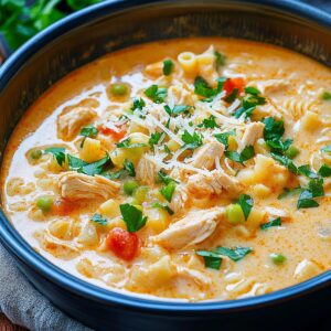 Creamy Parmesan Cajun Chicken Pasta Soup Recipe