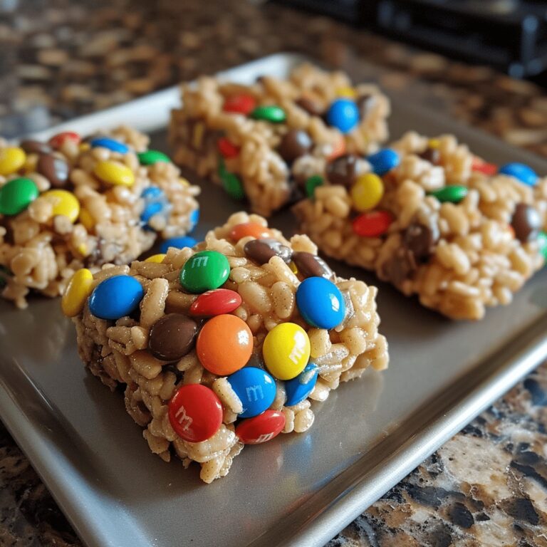 Crunchy Peanut Butter Rice Krispie Treats With M&Ms Recipe