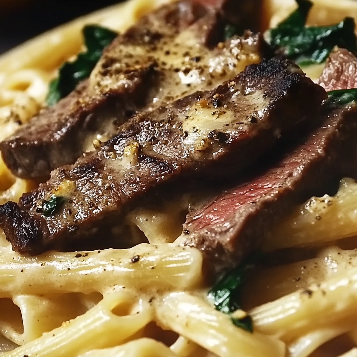 Silky Ranch Steak & Mozzarella Garlic Butter Pasta Recipe