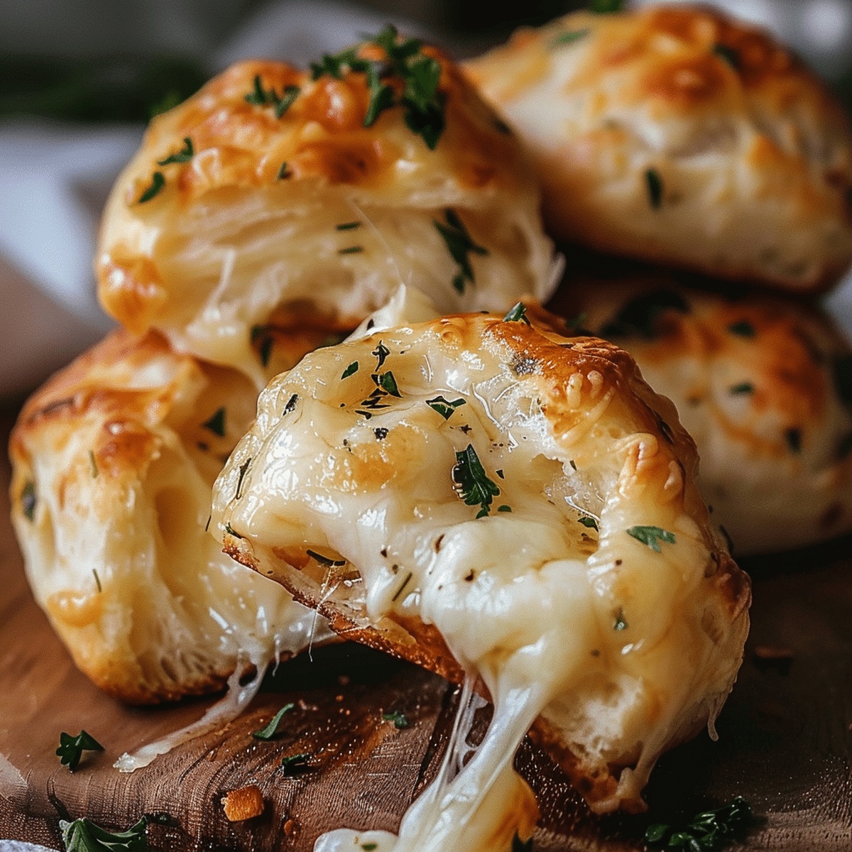 Fluffy Stuffed Garlic Biscuits Recipe