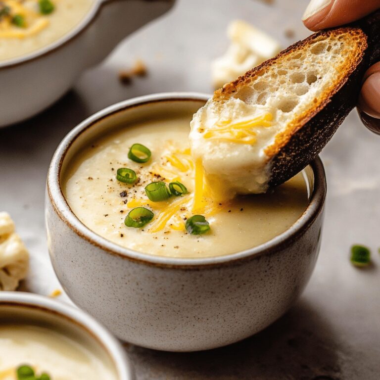 Silky Garlic Cheddar Cauliflower Soup Recipe