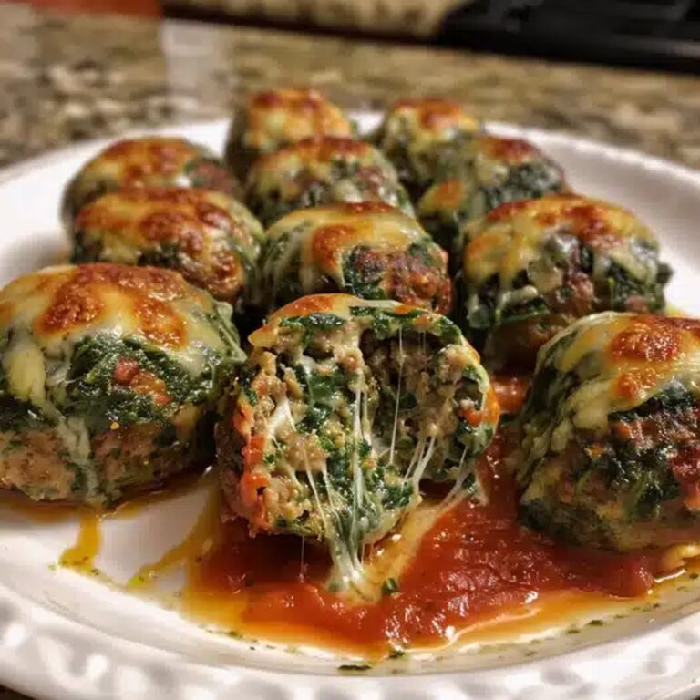 Cheesy Spinach Garlic Meatballs Stuffed With Mozzarella Recipe