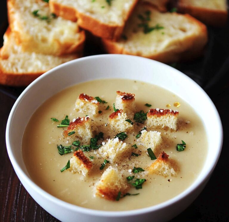 Silky Garlic Bread Soup Recipe