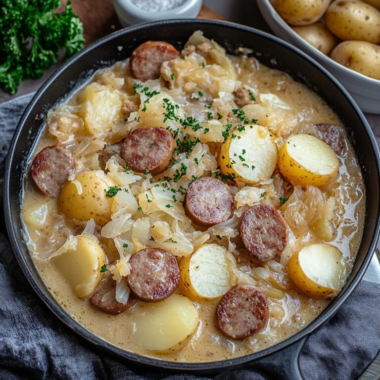Creamy Sausage, Potato, And Sauerkraut Skillet Recipe
