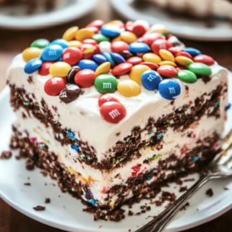 Easy M&M Ice Cream Sandwich Cake Recipe