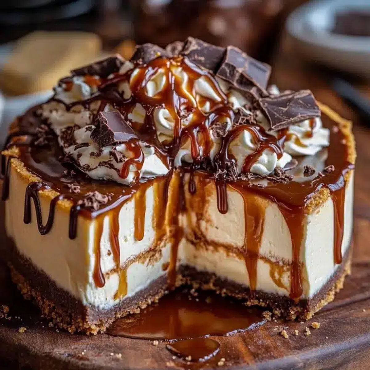 Divine Caramel Chocolate Coffee Cheesecake Recipe