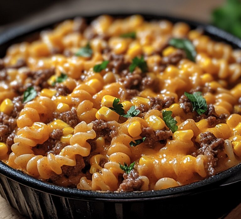 Hearty Loaded Cheddar Ranch Beef And Sweet Corn Rotini Bake Recipe