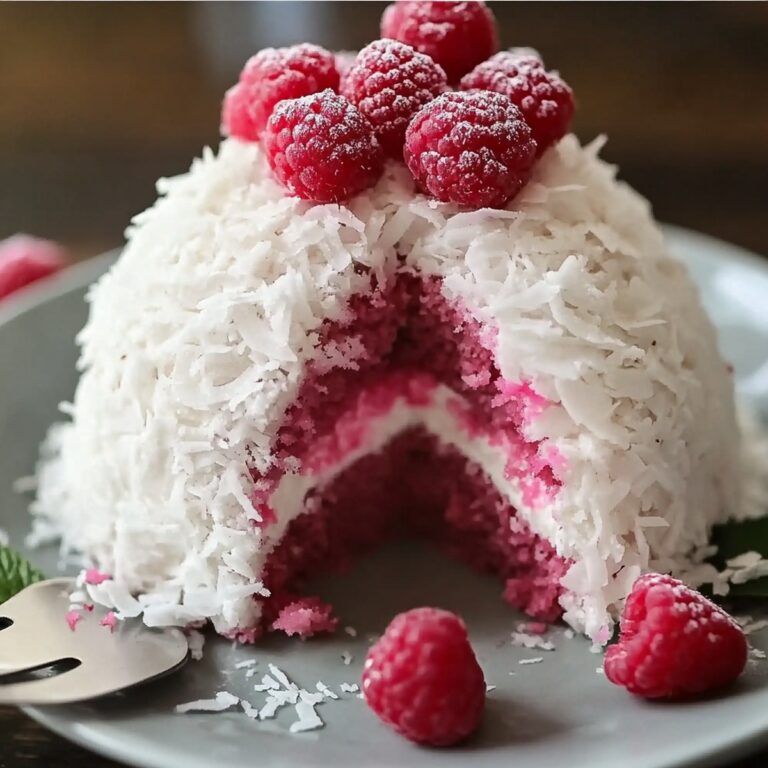 Fluffy Raspberry Swirl Coconut Snowball Cake Recipe