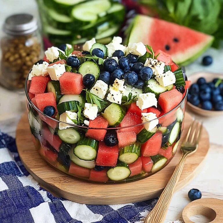 Watermelon Feta Salad With Cucumber And Blueberries Recipe