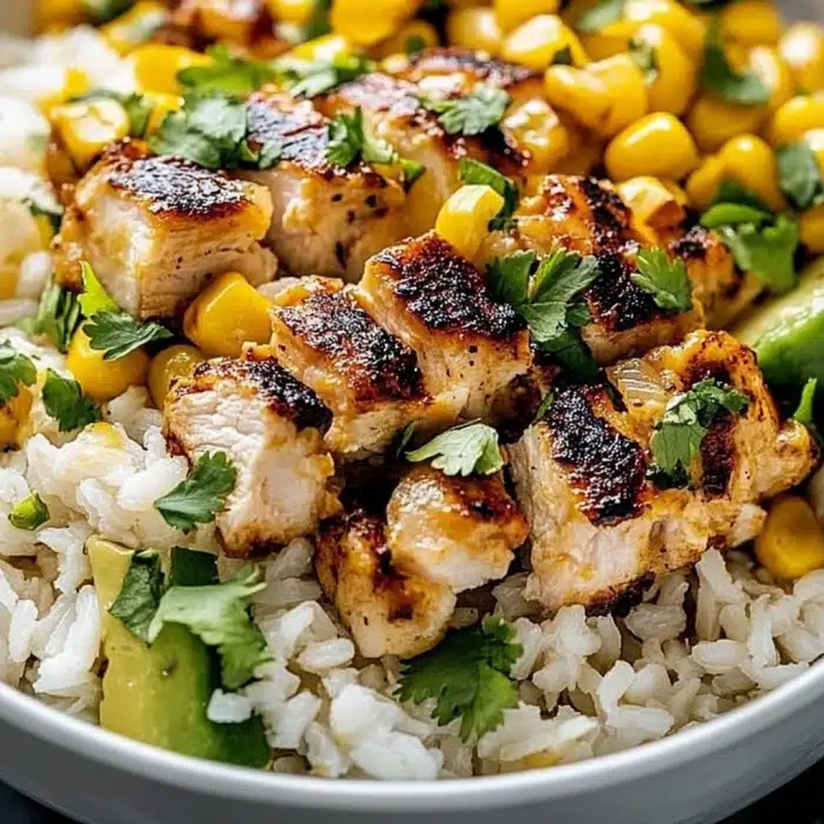 Vibrant Street Corn Chicken Rice Bowl Recipe