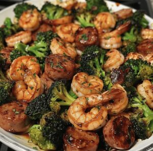 Honey Garlic Shrimp, Sausage & Broccoli Recipe