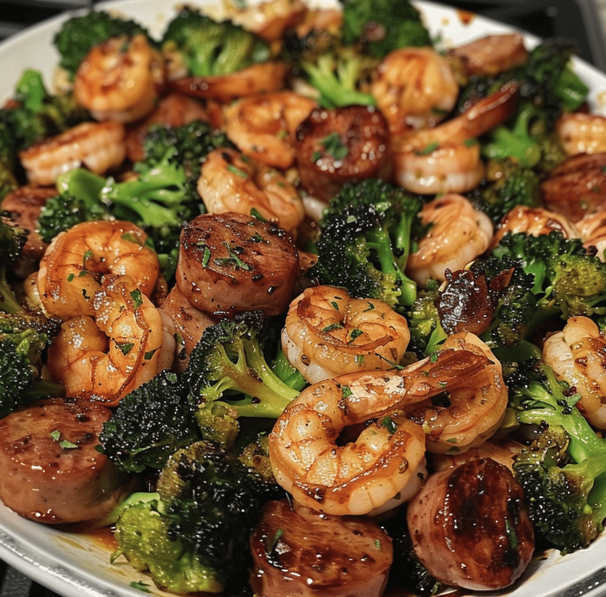 Honey Garlic Shrimp, Sausage & Broccoli Recipe
