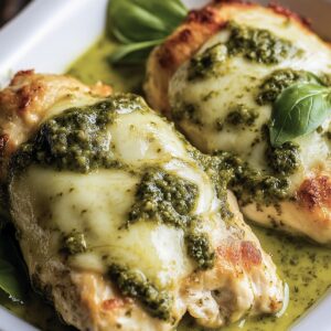 Cheesy Pesto Baked Chicken Recipe