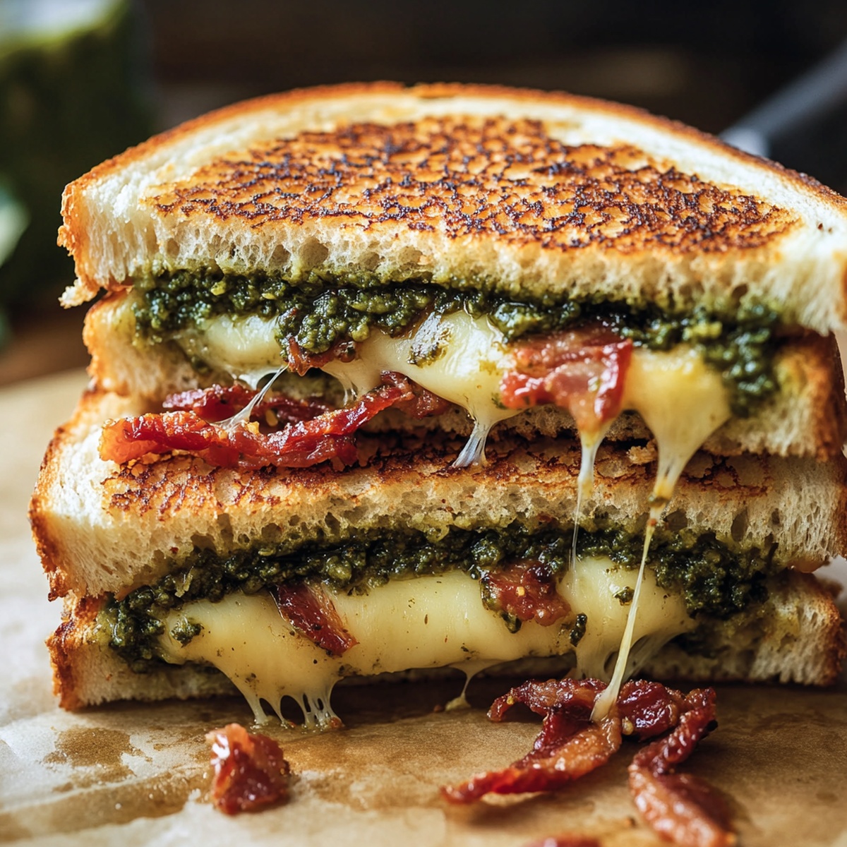 Sun-Dried Tomato Bacon Pesto Grilled Cheese Recipe