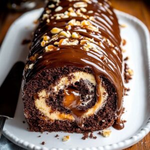 Chocolate Caramel Turtle Cake Roll Recipe