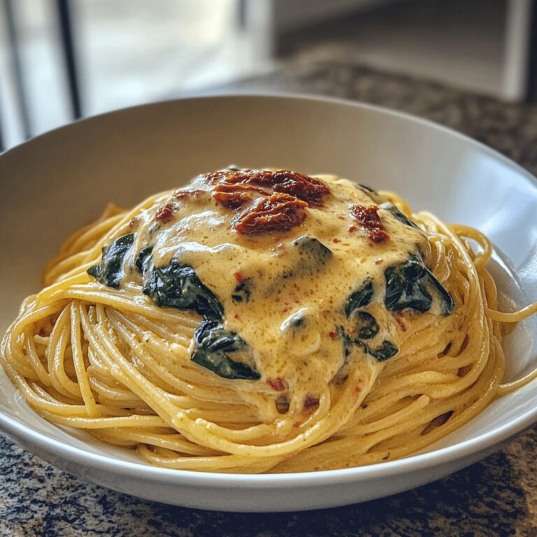 Elegant Spaghetti & Spinach With Sun-Dried Tomato Cream Sauce Recipe