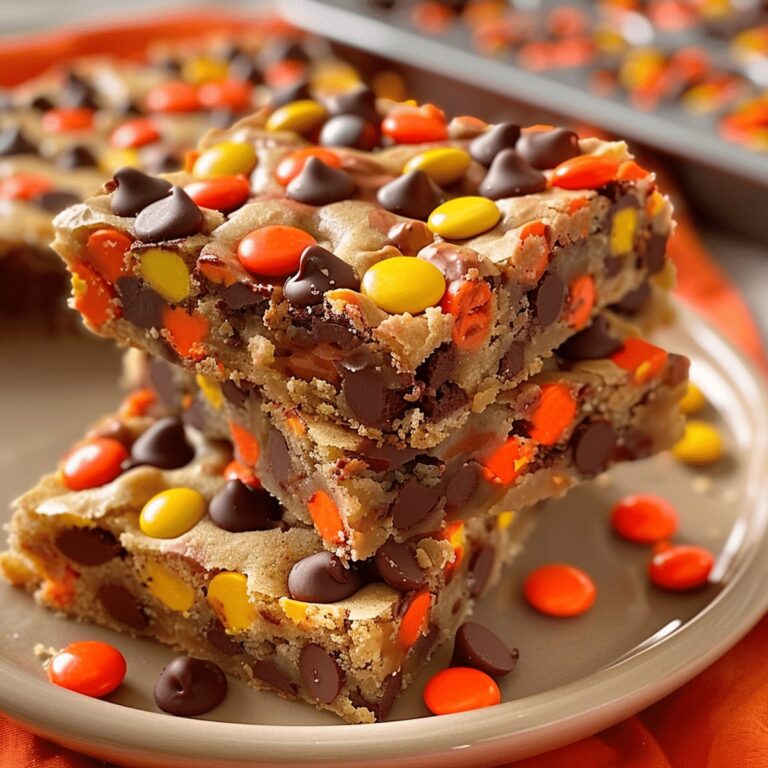 Indulgent Reeses Pieces Chocolate Chip Cookie Bars Recipe