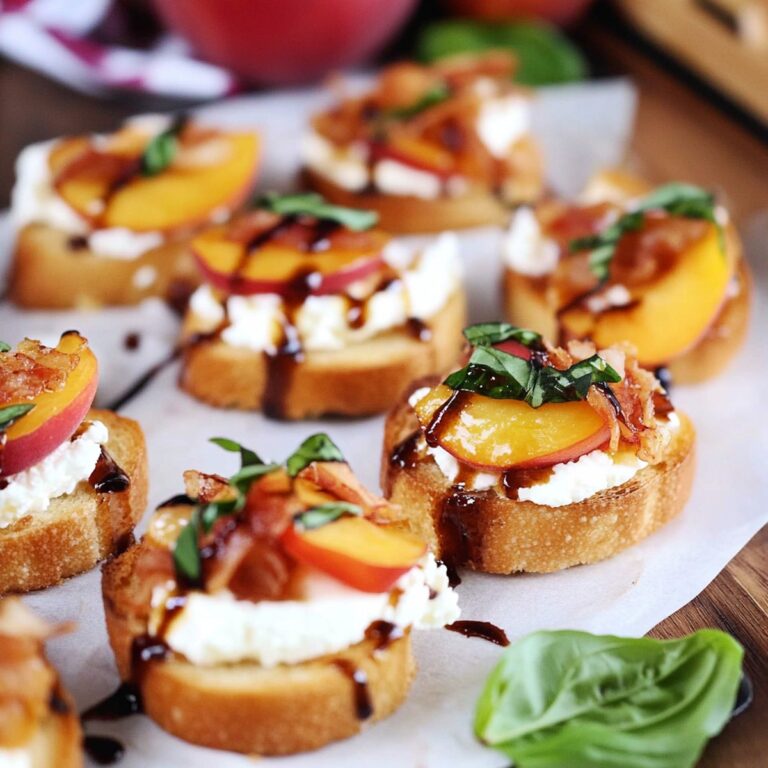 Honey Ricotta Peach Crostini With Crispy Pancetta Recipe