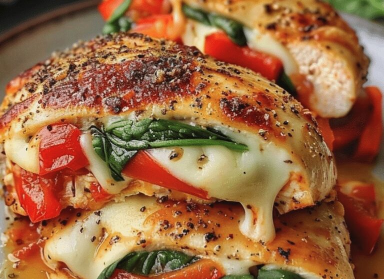 Roasted Red Pepper, Spinach, And Mozzarella Stuffed Chicken Recipe
