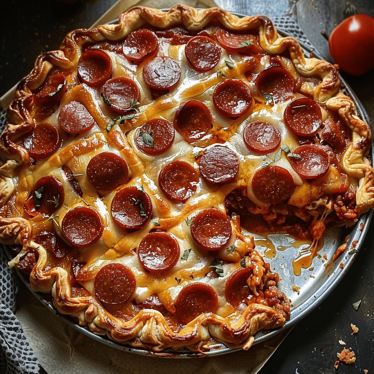 Hearty Hamburger Sausage & Pepperoni Pie Recipe