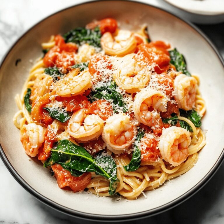 Vibrant Tomato Spinach Shrimp Pasta Recipe
