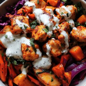 Healthy Spicy Chicken And Roasted Vegetable Bowls Recipe