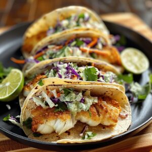 Crunchy Fish Tacos With Cilantro Lime Slaw Recipe