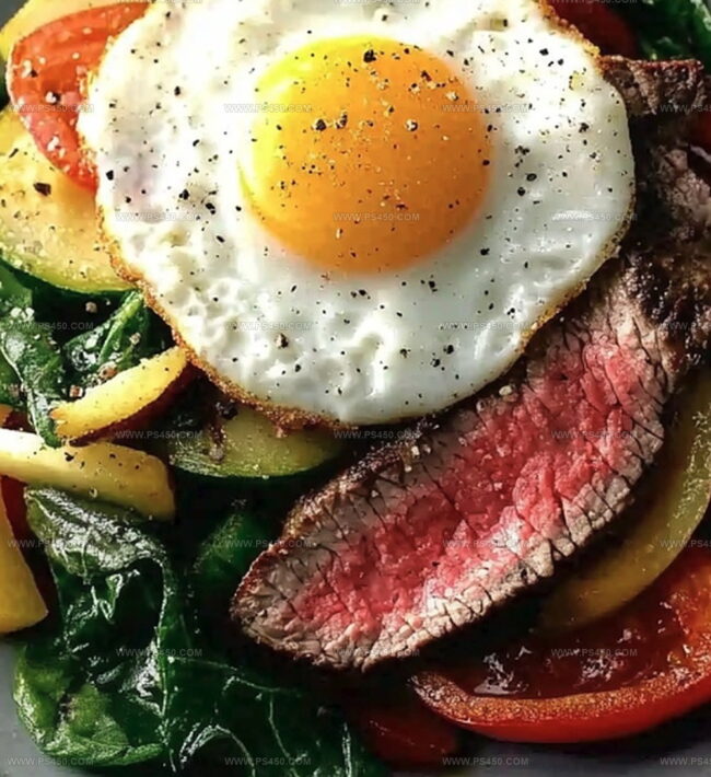 Directions For Vegetable, Steak And Eggs