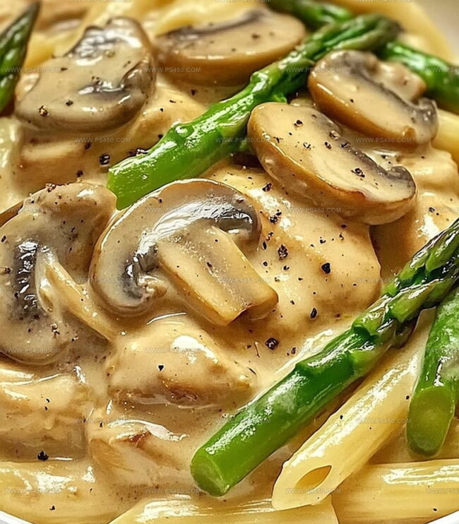 How To Cook Creamy Mushroom And Asparagus Chicken Penne Step By Step