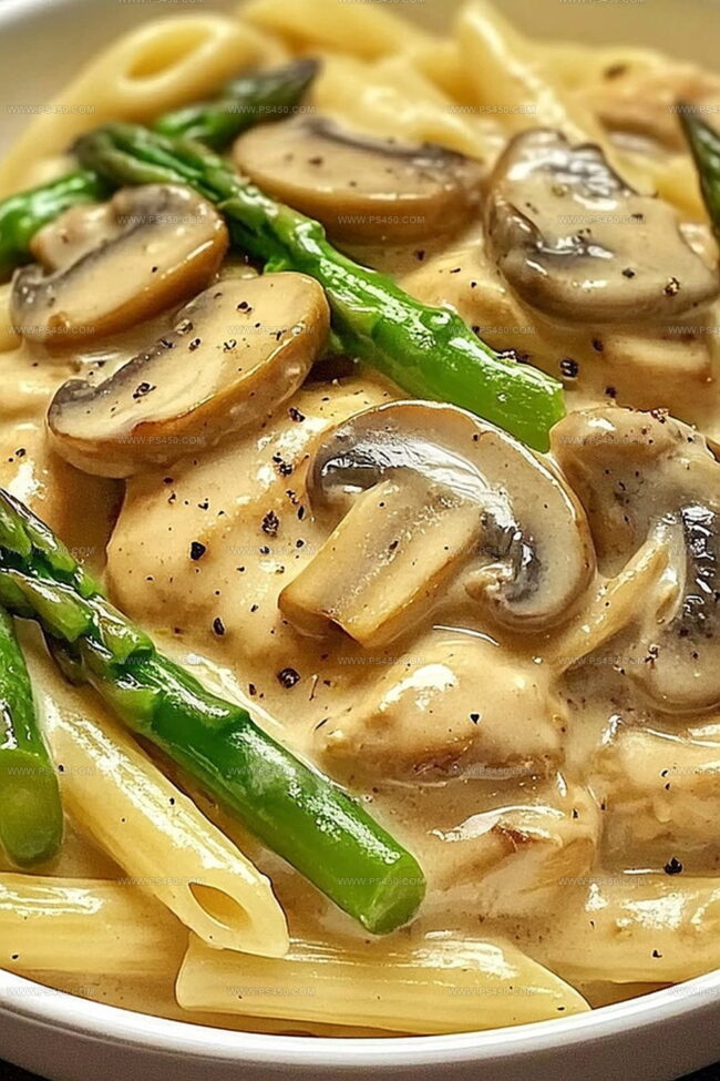 Why Creamy Mushroom And Asparagus Chicken Penne Is So Comforting