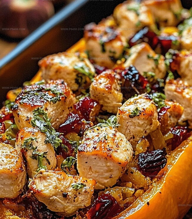 Bake Sweet and Savory Butternut Squash Stuffed with Chicken