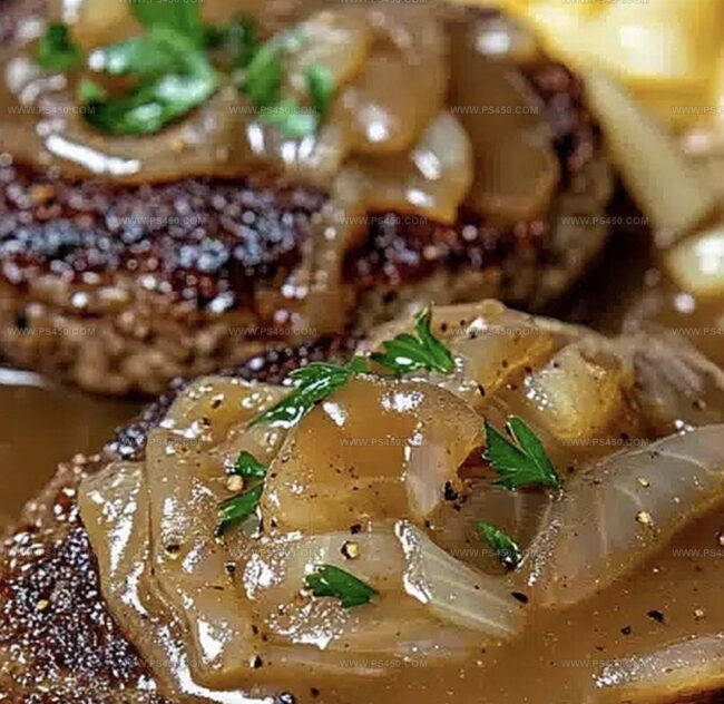 How to Sear and Simmer Hamburger Steaks with Onion Gravy