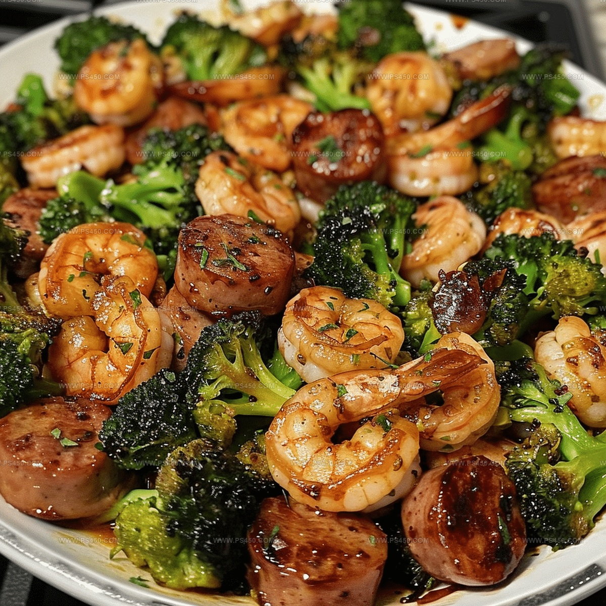 2075329 Effortless Honey Garlic Shrimp, Sausage & Broccoli Recipe
